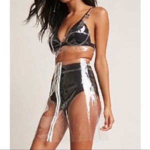 Clear Vinyl Crop Top and Skirt Set - Size Medium